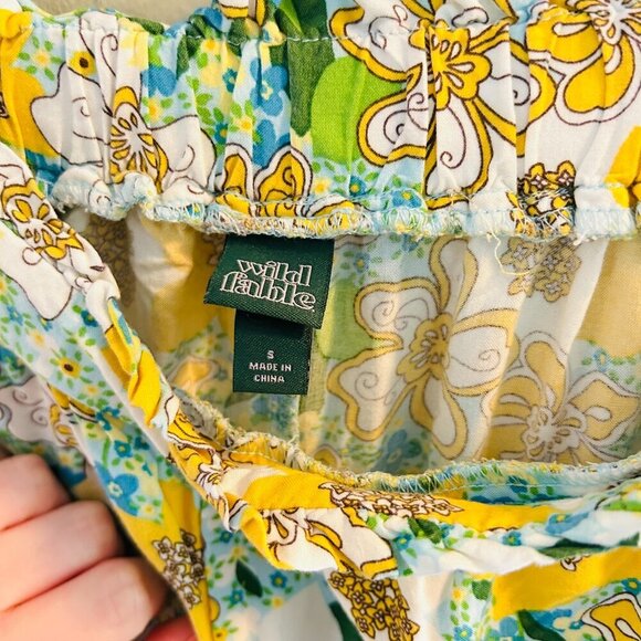 Wild Fable High-Waisted Flutter Shorts Womens Size Small Green Floral Yellow - Picture 8 of 11